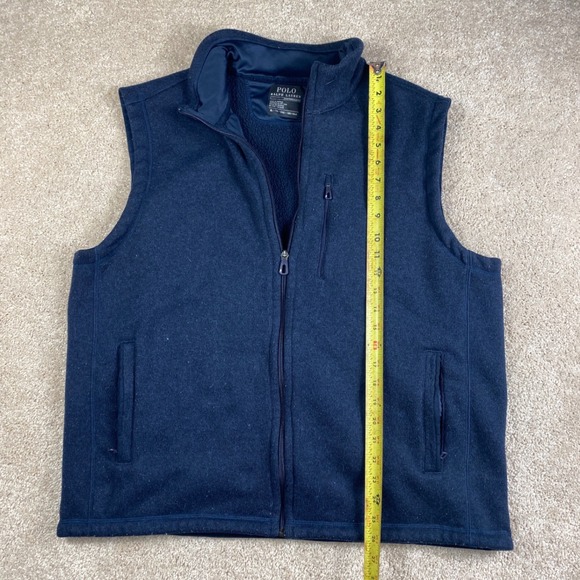 Polo Ralph Lauren Performance Mens XL Navy Blue Full Zip Sweater Fleece Vest - Picture 5 of 9